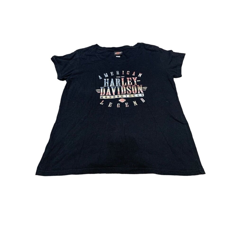 Harley Davidson Womens Short Sleeve American Legend Tshirt XL Black Orlando FL